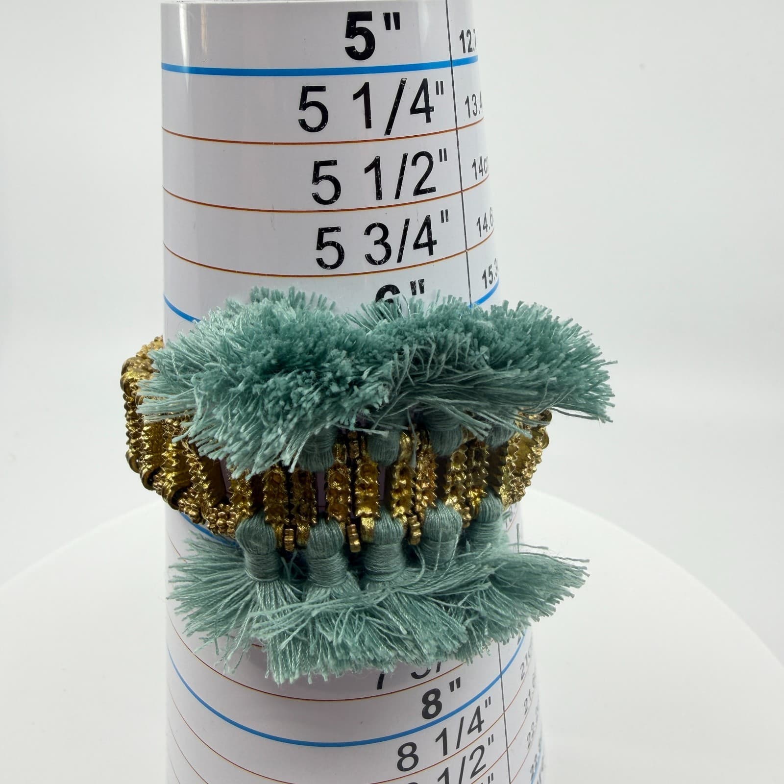 Boho Tassel Bracelet Gold Tone Metal Texture Adjustable Blue Green Fiber Jewelry - Thumbnail 9