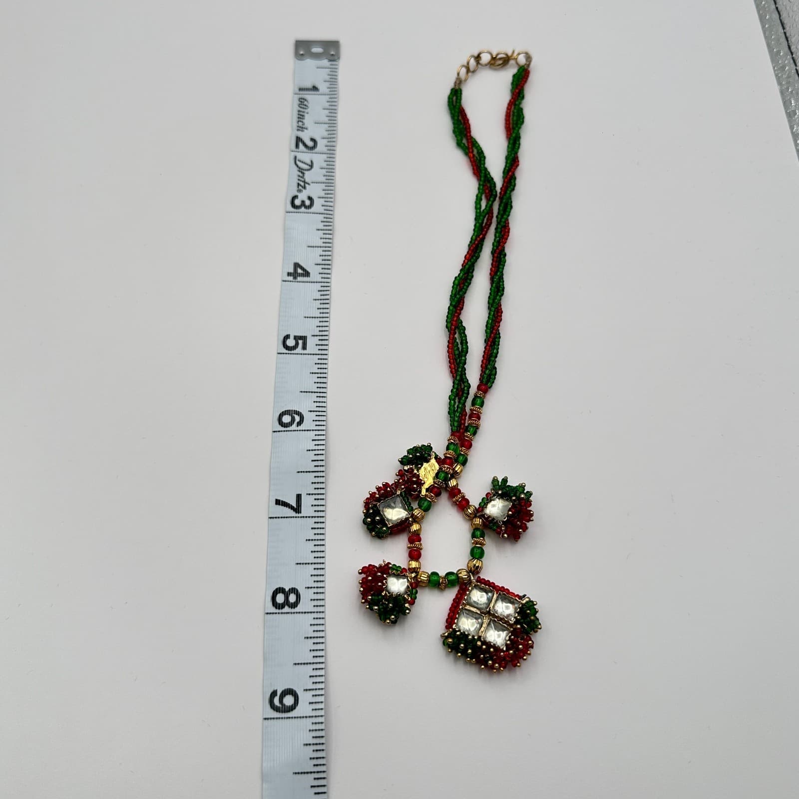 Vintage 90s Seed Bead Kundan Necklace Classic Fashion Statement Women's Jewelry - Thumbnail 11