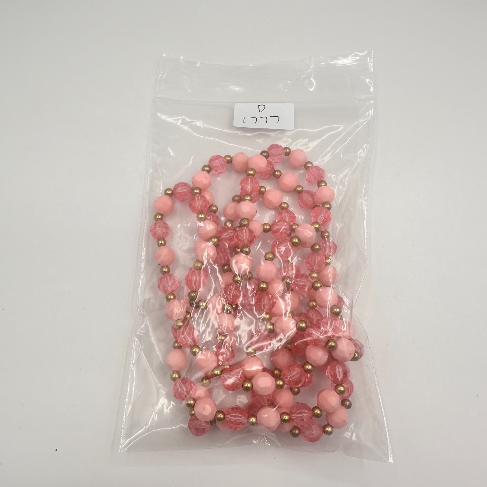 Vintage 80s Pink Beaded Double Strand Necklace Gold Tone Women's Fashion Jewelry - Thumbnail 9