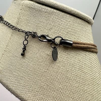 Vintage 90s Mother of Pearl Shell Pendant Cord Necklace Women's Fashion Jewelry - Thumbnail 8