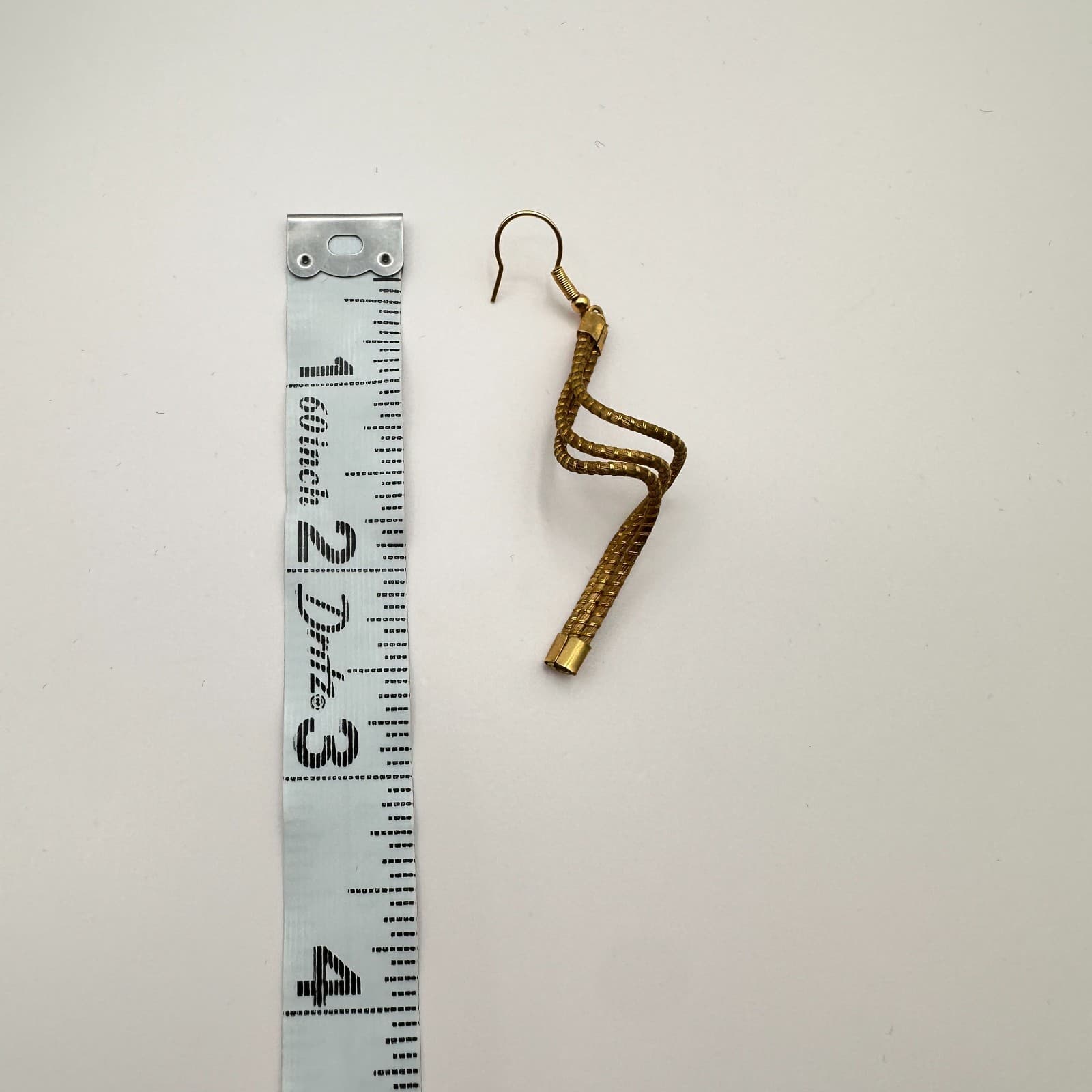 Vintage 90s Gold Tone Twisted Wire Mesh Dangle Earrings Minimalist Boho Jewelry - Thumbnail 5