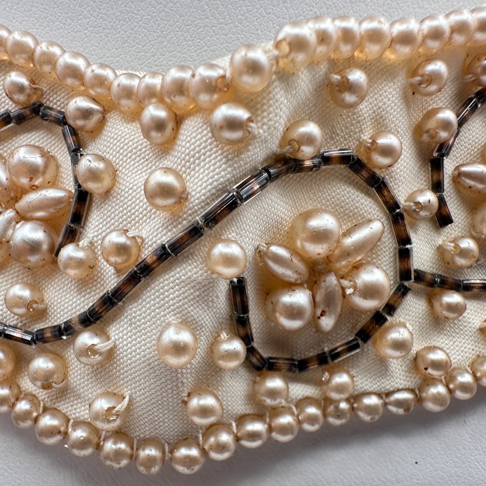 Vintage 60s Sally Gee Pearl Beaded Peter Pan Collar Necklace Fashion Jewelry - Thumbnail 2