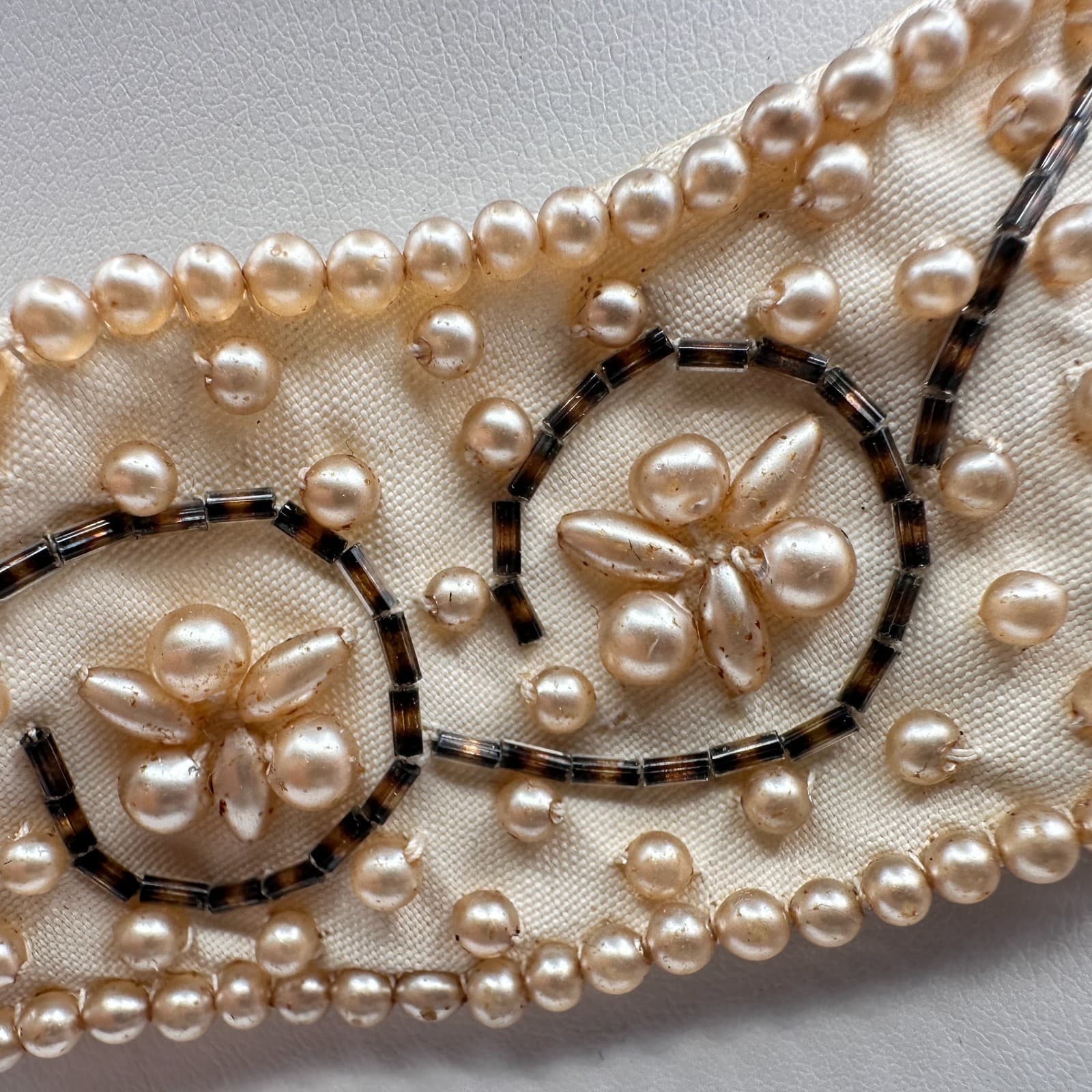 Vintage 60s Sally Gee Pearl Beaded Peter Pan Collar Necklace Fashion Jewelry - Thumbnail 3