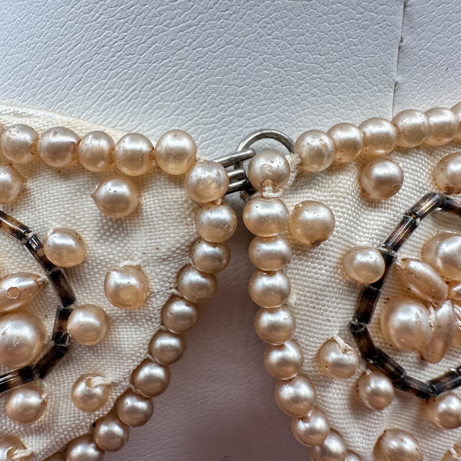 Vintage 60s Sally Gee Pearl Beaded Peter Pan Collar Necklace Fashion Jewelry - Thumbnail 4