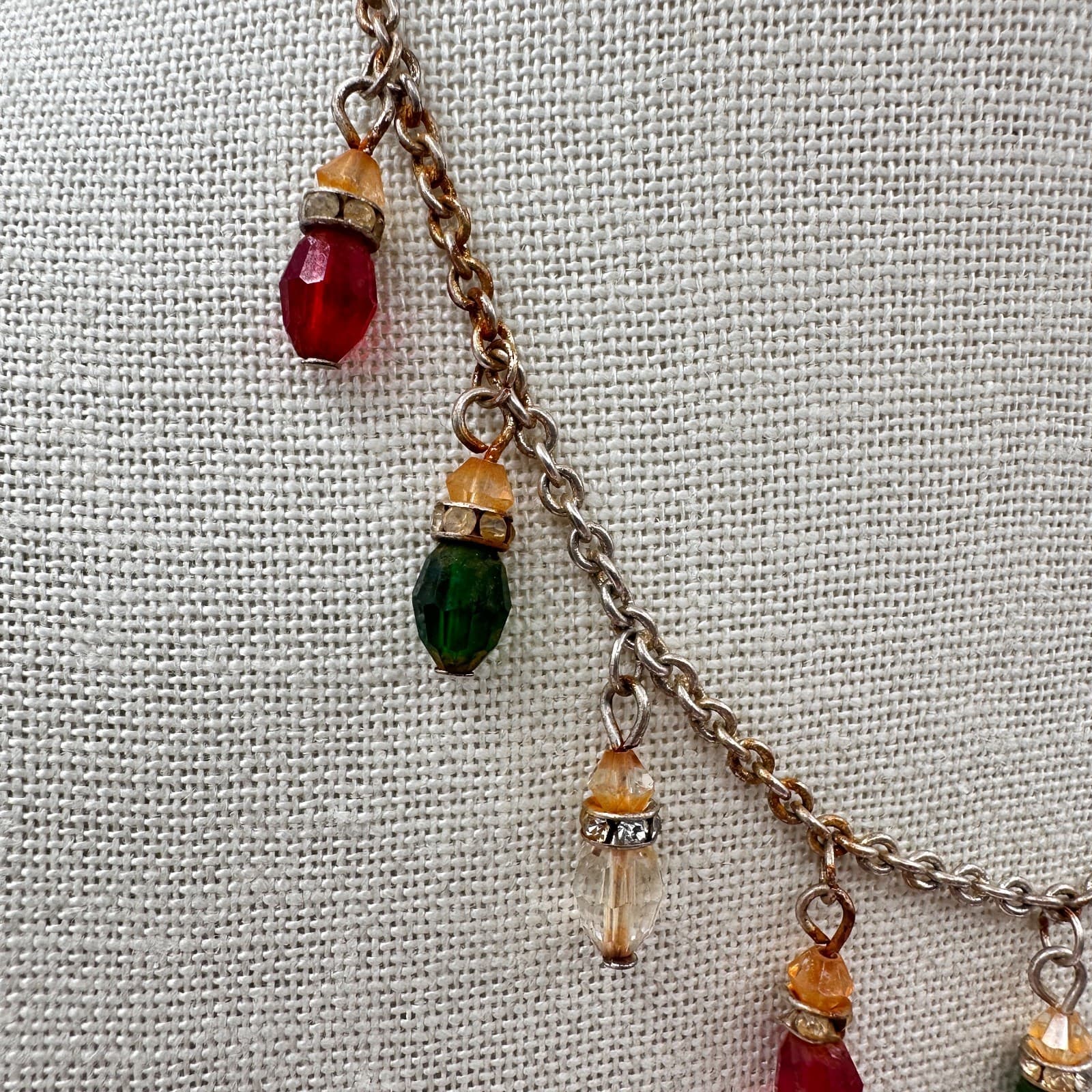 Vintage 90s Christmas Light Bulb Glass Charm Gold Tone Necklace Fashion Jewelry - Thumbnail 6