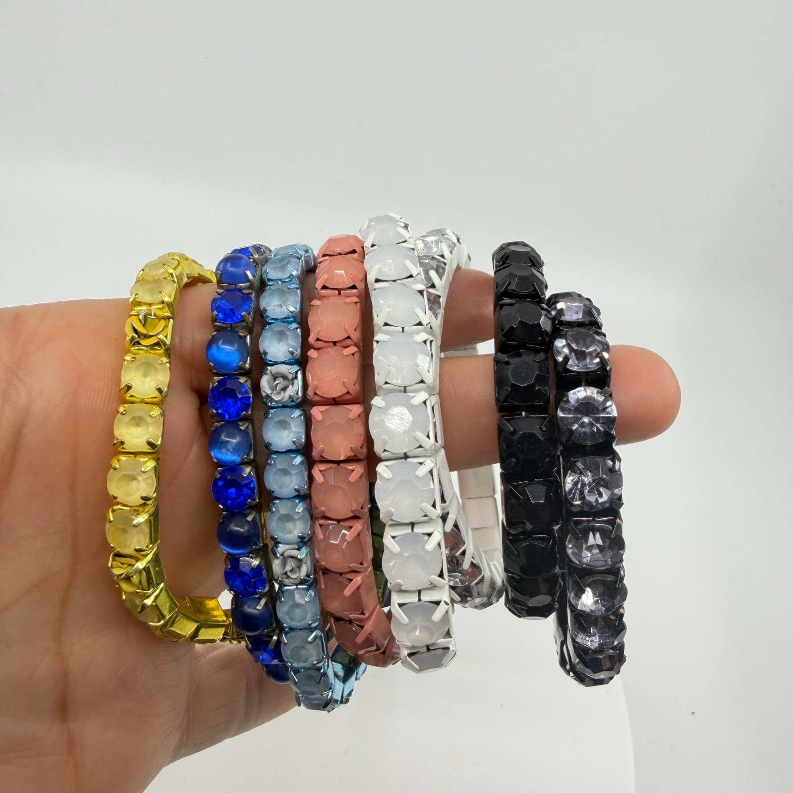 8 Pc Stackable Stretch Crystal Bracelet Set Multicolor Bohemian Festival Jewelry - Thumbnail 6
