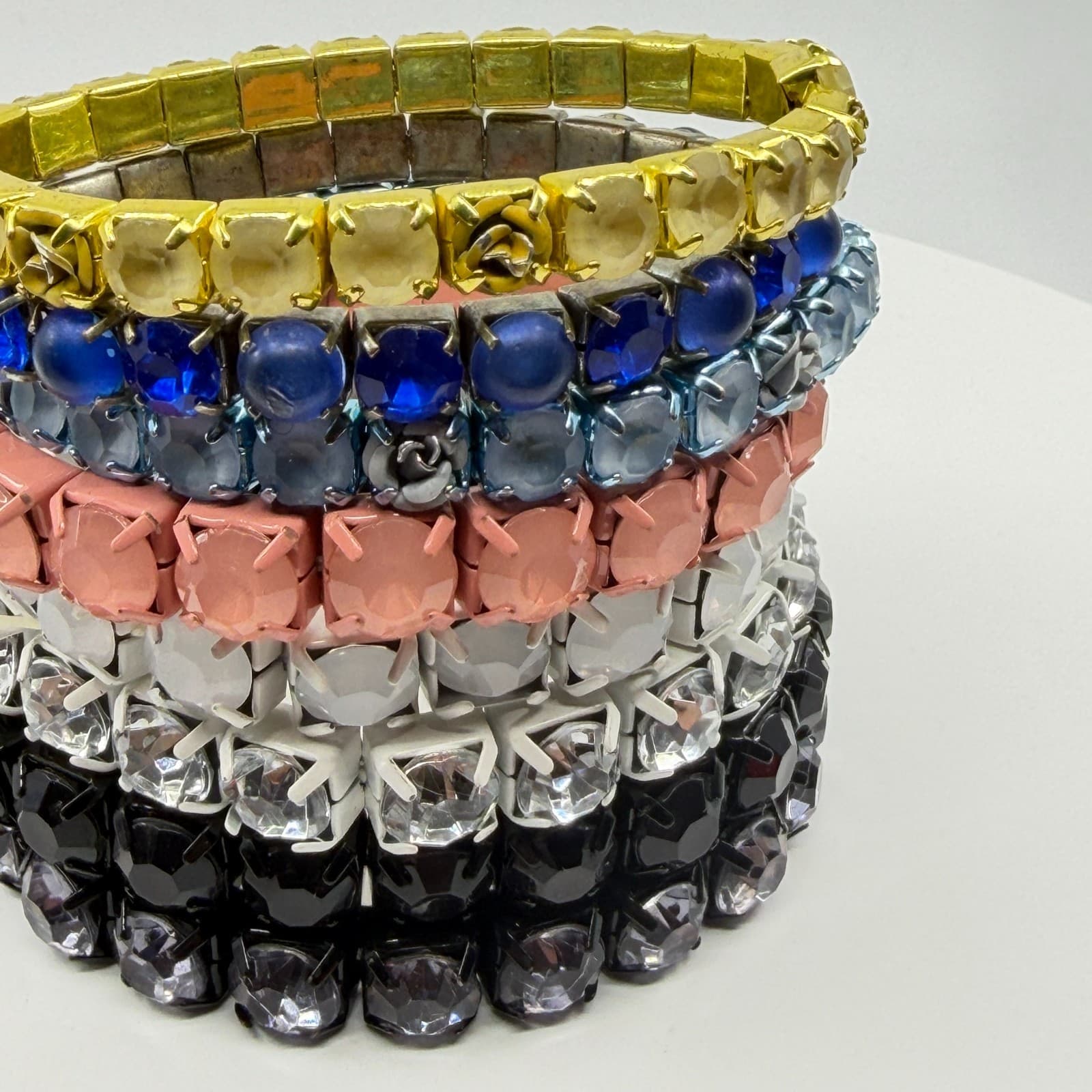 8 Pc Stackable Stretch Crystal Bracelet Set Multicolor Bohemian Festival Jewelry - Thumbnail 4