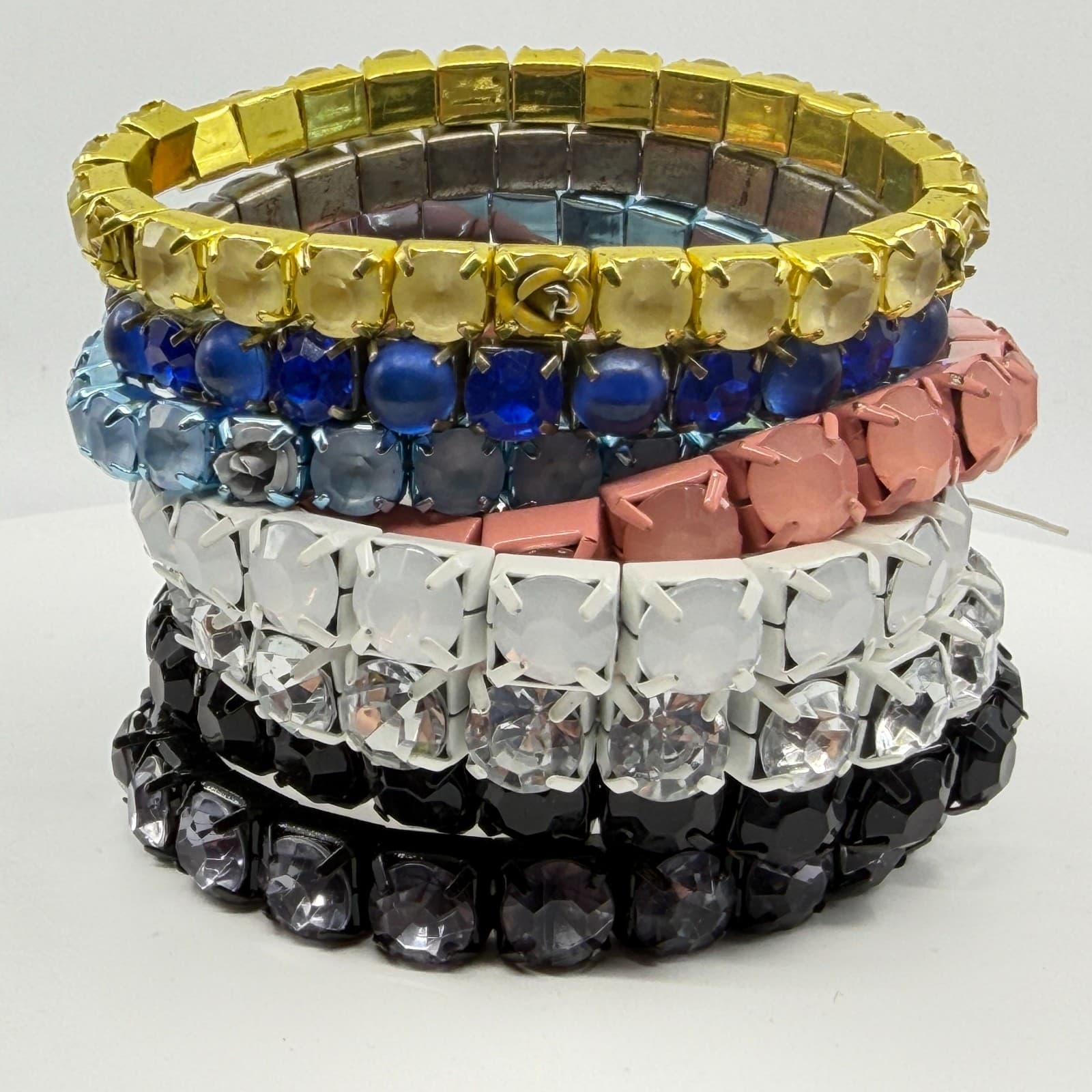 8 Pc Stackable Stretch Crystal Bracelet Set Multicolor Bohemian Festival Jewelry - Thumbnail 5