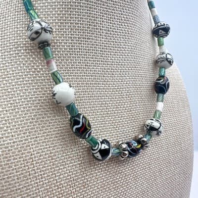 Vintage Y2K Silver Tone Beaded Necklace Boho Women's Classic Fashion Jewelry - Thumbnail 6