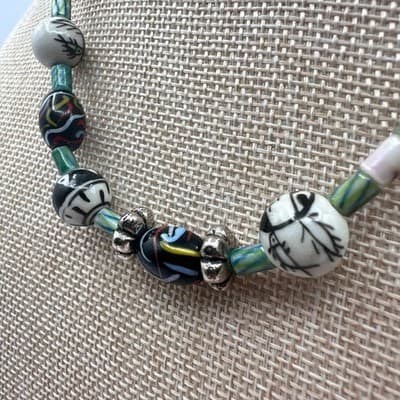 Vintage Y2K Silver Tone Beaded Necklace Boho Women's Classic Fashion Jewelry - Thumbnail 8