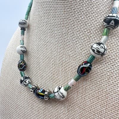 Vintage Y2K Silver Tone Beaded Necklace Boho Women's Classic Fashion Jewelry - Thumbnail 7