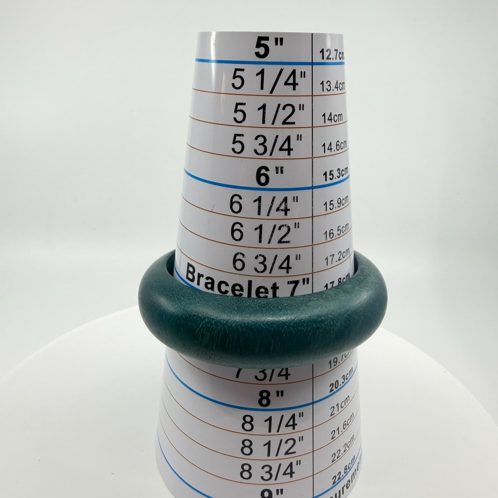 Teal Blue Wooden Bangle Bracelet Chunky Bohemian Minimalist Statement Jewelry - Thumbnail 8