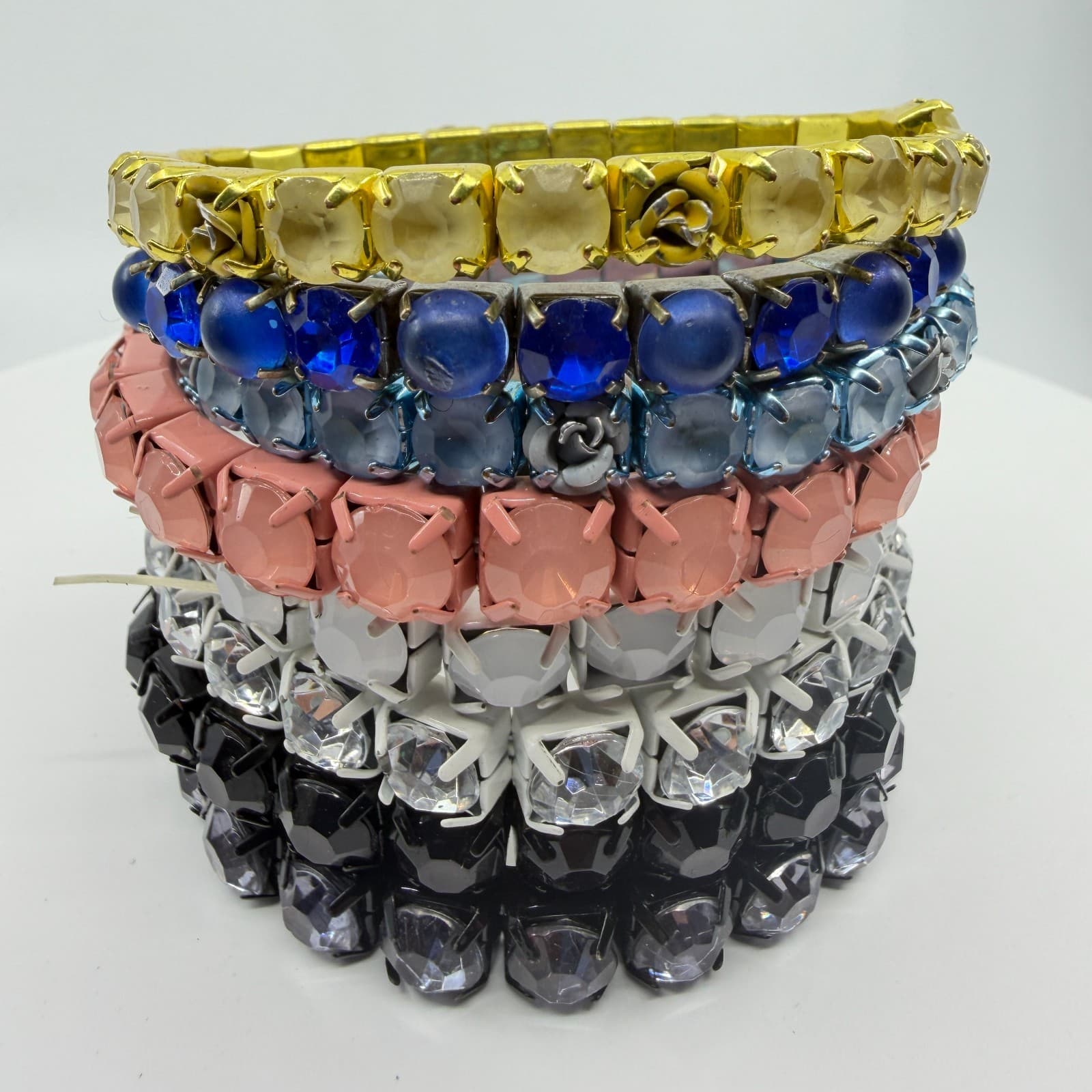 8 Pc Stackable Stretch Crystal Bracelet Set Multicolor Bohemian Festival Jewelry - Thumbnail 2