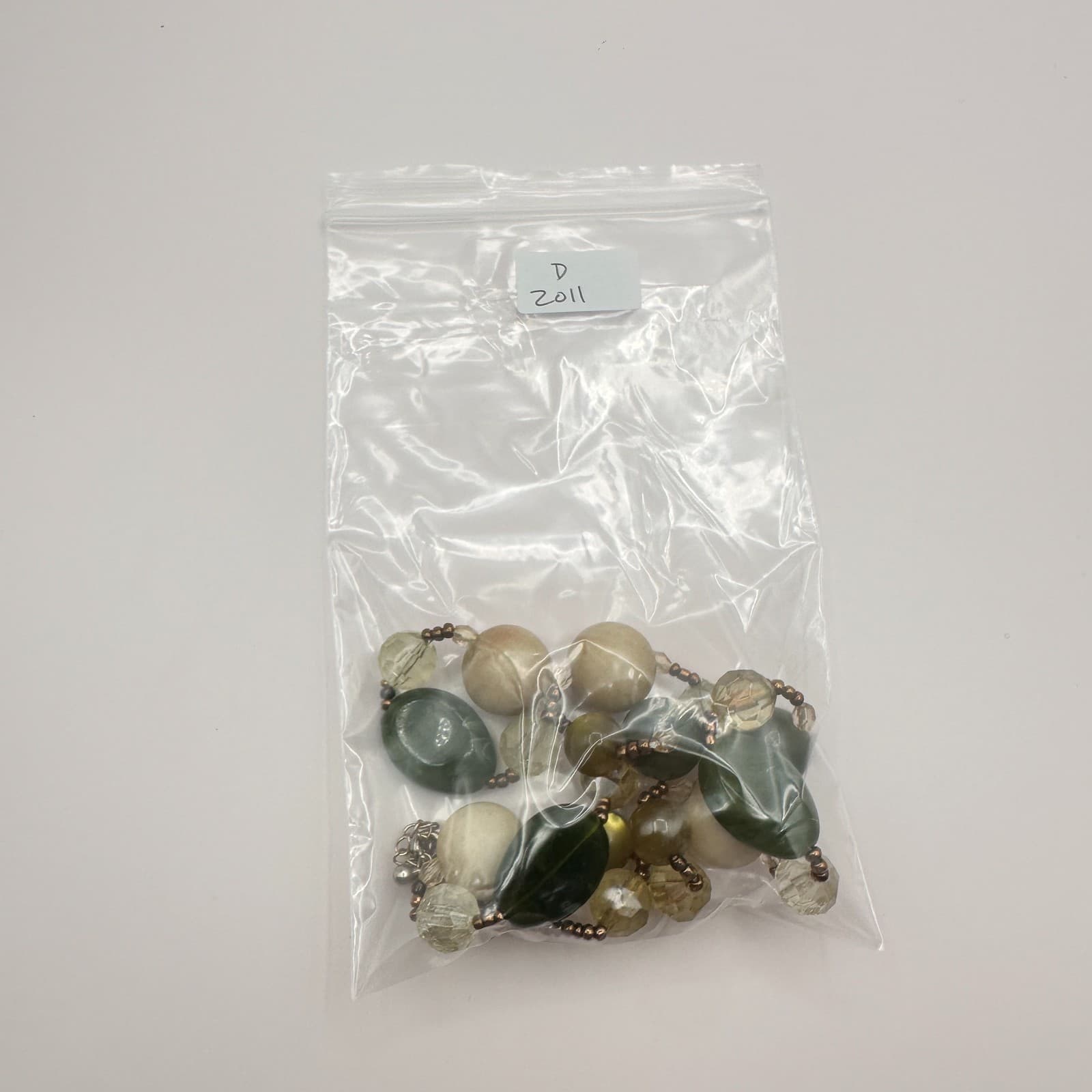 Vintage 90s Green Jade Crystal Bead Necklace Silver Tone Women's Jewelry Retro - Thumbnail 9