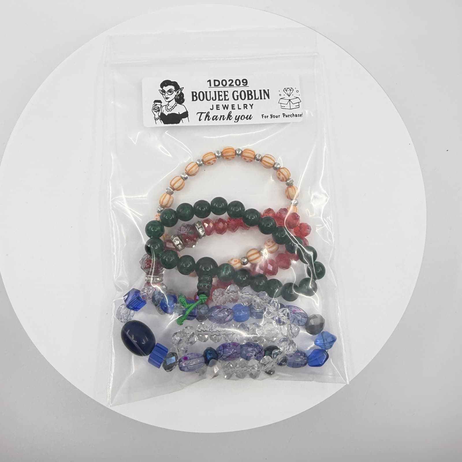 Multi-Color Beaded Stretch Bracelet Set Halloween Festive Boho Stackable Jewelry - Thumbnail 11
