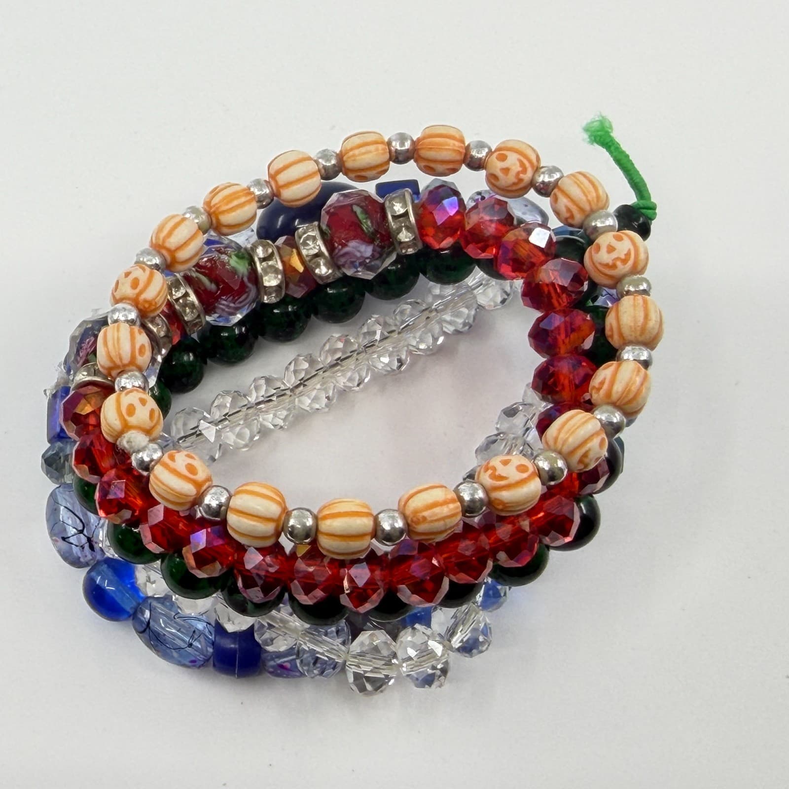 Multi-Color Beaded Stretch Bracelet Set Halloween Festive Boho Stackable Jewelry - Thumbnail 7