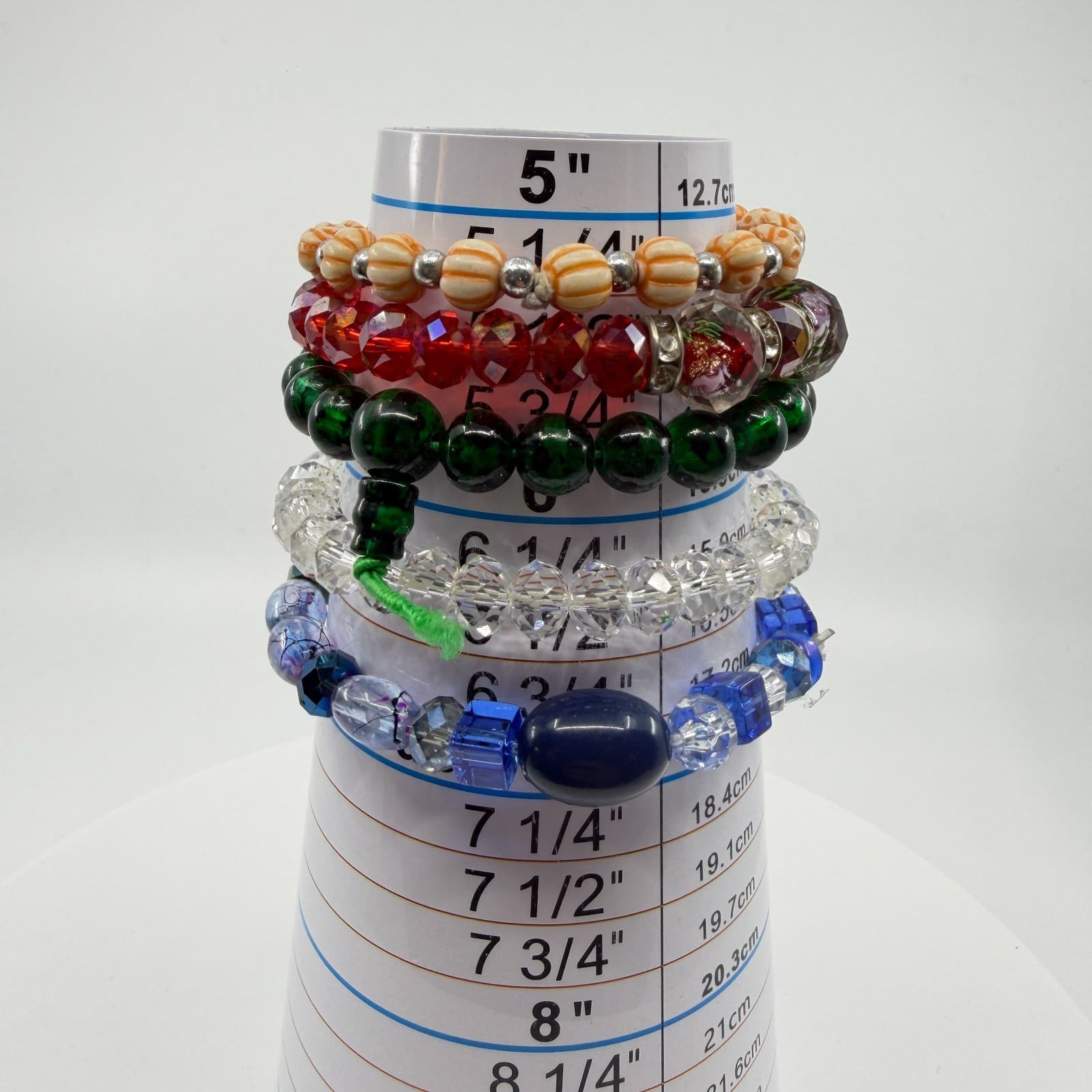 Multi-Color Beaded Stretch Bracelet Set Halloween Festive Boho Stackable Jewelry - Thumbnail 10