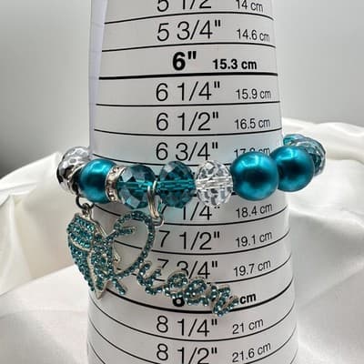 Vintage Y2K Rhinestones Queen Diamond Charm Silver Tone Bracelet Beaded Jewelry - Thumbnail 9