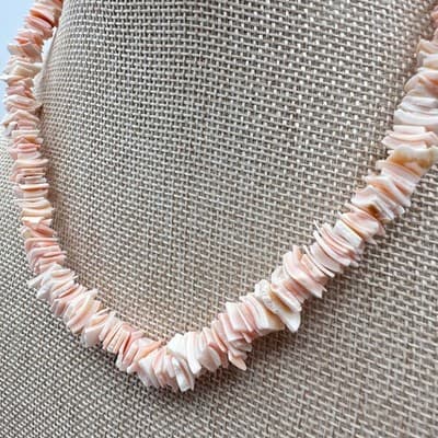 Vintage Y2K Pink Heishe Shell Chip Necklace Boho Women's Classic Fashion Jewelry - Thumbnail 4