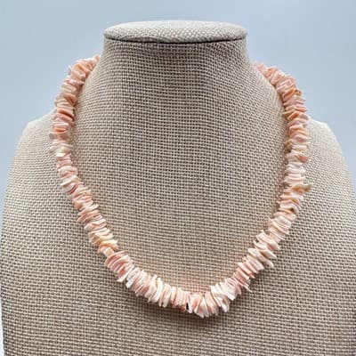 Vintage Y2K Pink Heishe Shell Chip Necklace Boho Women's Classic Fashion Jewelry - Thumbnail 7