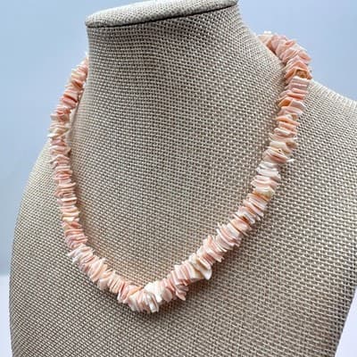Vintage Y2K Pink Heishe Shell Chip Necklace Boho Women's Classic Fashion Jewelry - Thumbnail 5