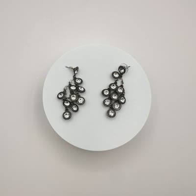 Vintage Y2K Silver Tone Rhinestone Statement Chandelier Dangle Earrings Jewelry - Thumbnail 2