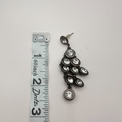 Vintage Y2K Silver Tone Rhinestone Statement Chandelier Dangle Earrings Jewelry - Thumbnail 7