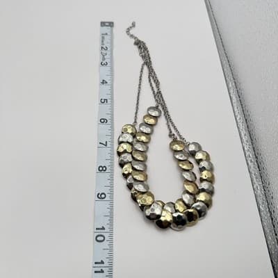 Vintage 90s Hammered Disc Double Strand Necklace Women's Classic Jewelry - Thumbnail 9