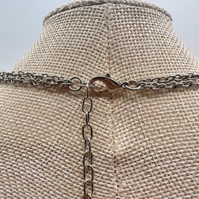 Vintage 90s Hammered Disc Double Strand Necklace Women's Classic Jewelry - Thumbnail 8
