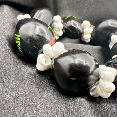 Vintage 90s Hawaii Kukui Nut Shell Bracelet Boho Tropical Luau Beach Jewelry - Thumbnail 8