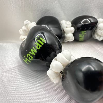 Vintage 90s Hawaii Kukui Nut Shell Bracelet Boho Tropical Luau Beach Jewelry - Thumbnail 3