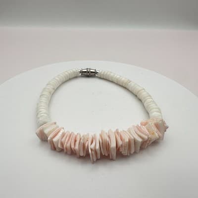Vintage Y2K Pink White Heishe Beaded Bracelet Boho Women's Classic Jewelry - Thumbnail 2