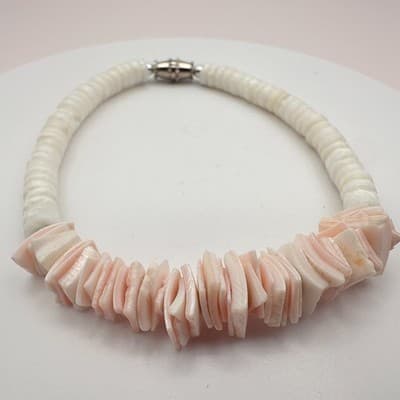 Vintage Y2K Pink White Heishe Beaded Bracelet Boho Women's Classic Jewelry - Thumbnail 4