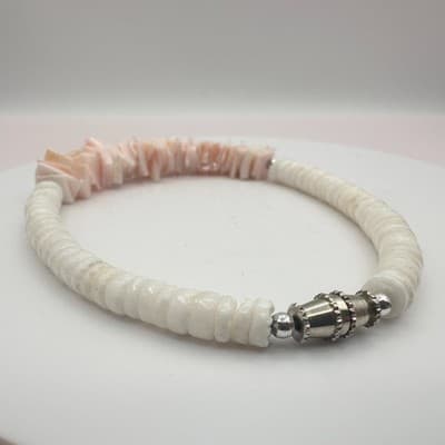 Vintage Y2K Pink White Heishe Beaded Bracelet Boho Women's Classic Jewelry - Thumbnail 7