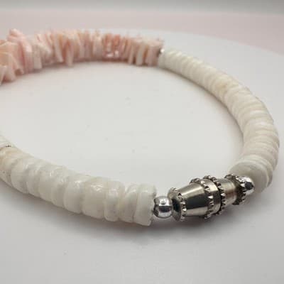 Vintage Y2K Pink White Heishe Beaded Bracelet Boho Women's Classic Jewelry - Thumbnail 8
