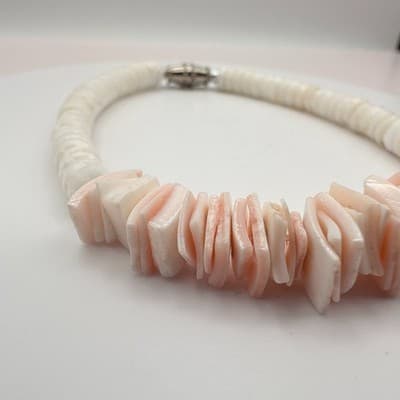 Vintage Y2K Pink White Heishe Beaded Bracelet Boho Women's Classic Jewelry - Thumbnail 5