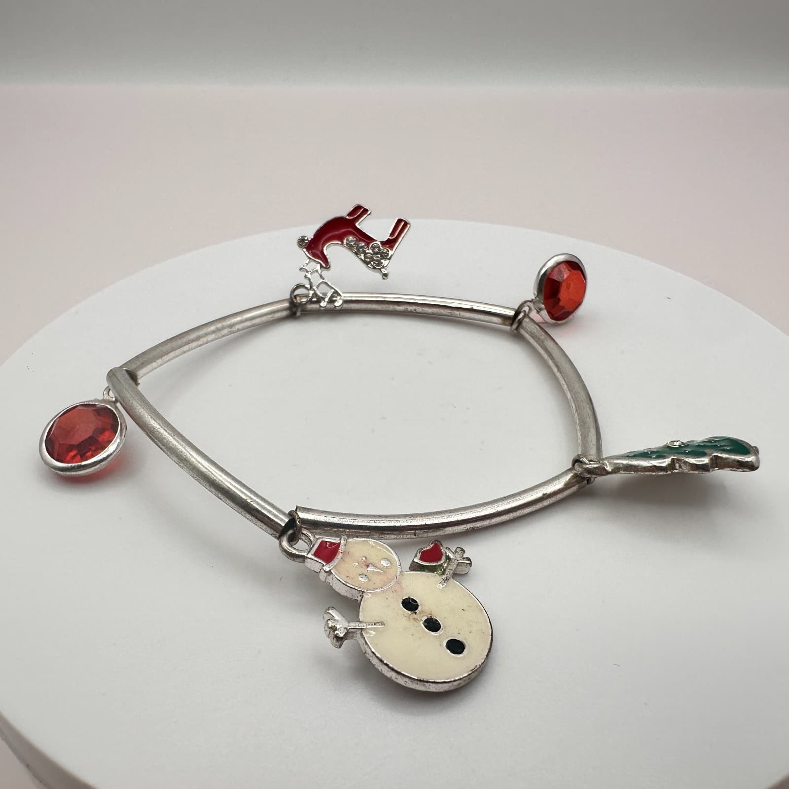 Vintage Y2K Silver Tone Holiday Charm Bracelet Christmas Women's Classic Jewelry - Thumbnail 5