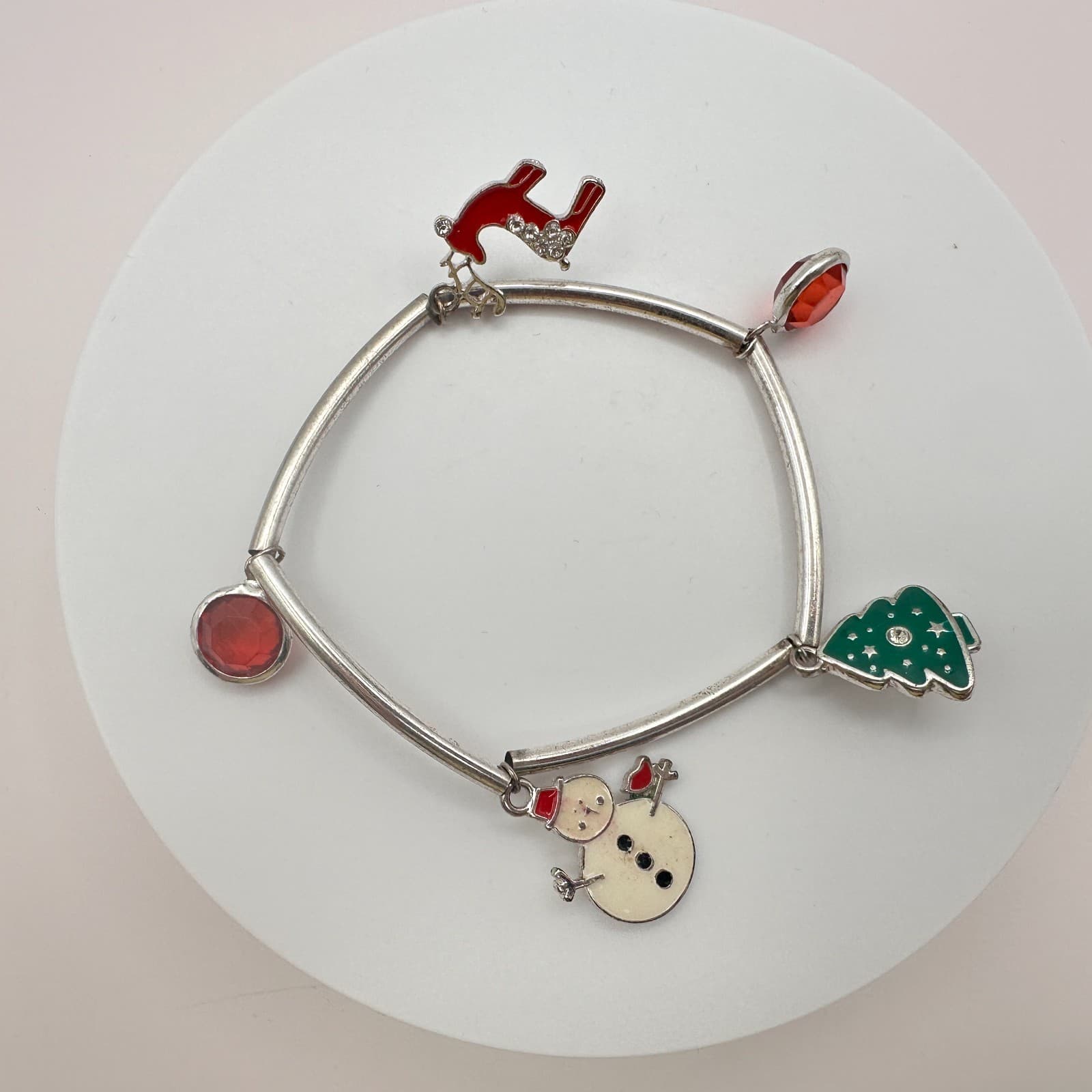 Vintage Y2K Silver Tone Holiday Charm Bracelet Christmas Women's Classic Jewelry - Thumbnail 4