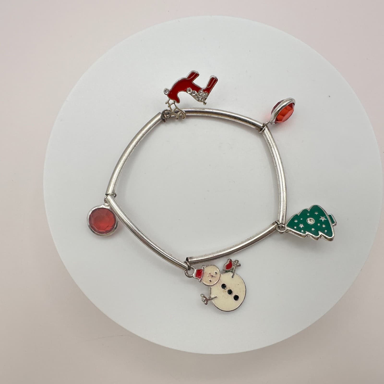 Vintage Y2K Silver Tone Holiday Charm Bracelet Christmas Women's Classic Jewelry - Thumbnail 3