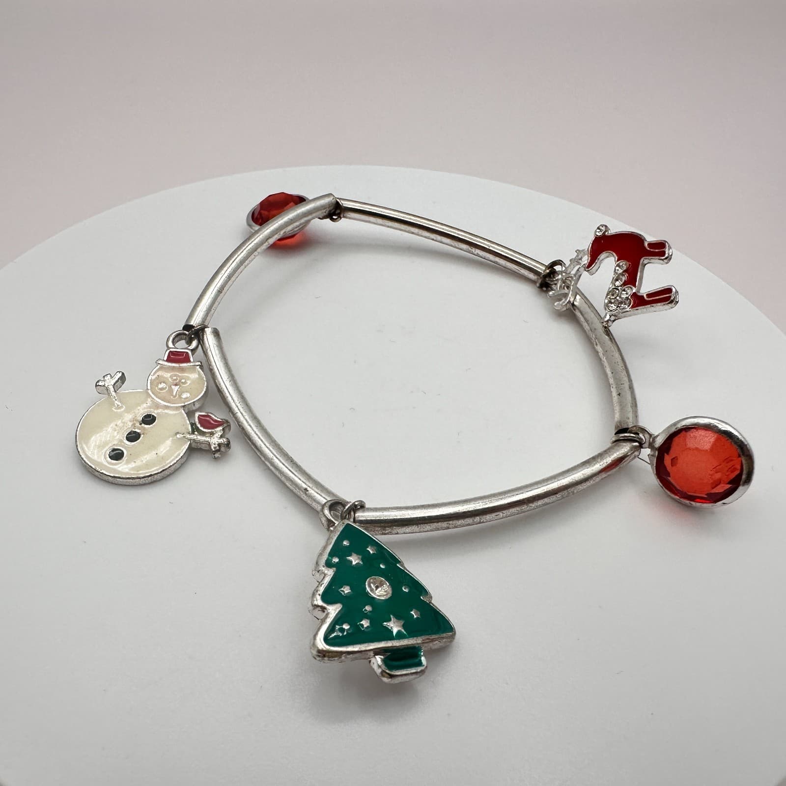 Vintage Y2K Silver Tone Holiday Charm Bracelet Christmas Women's Classic Jewelry - Thumbnail 7