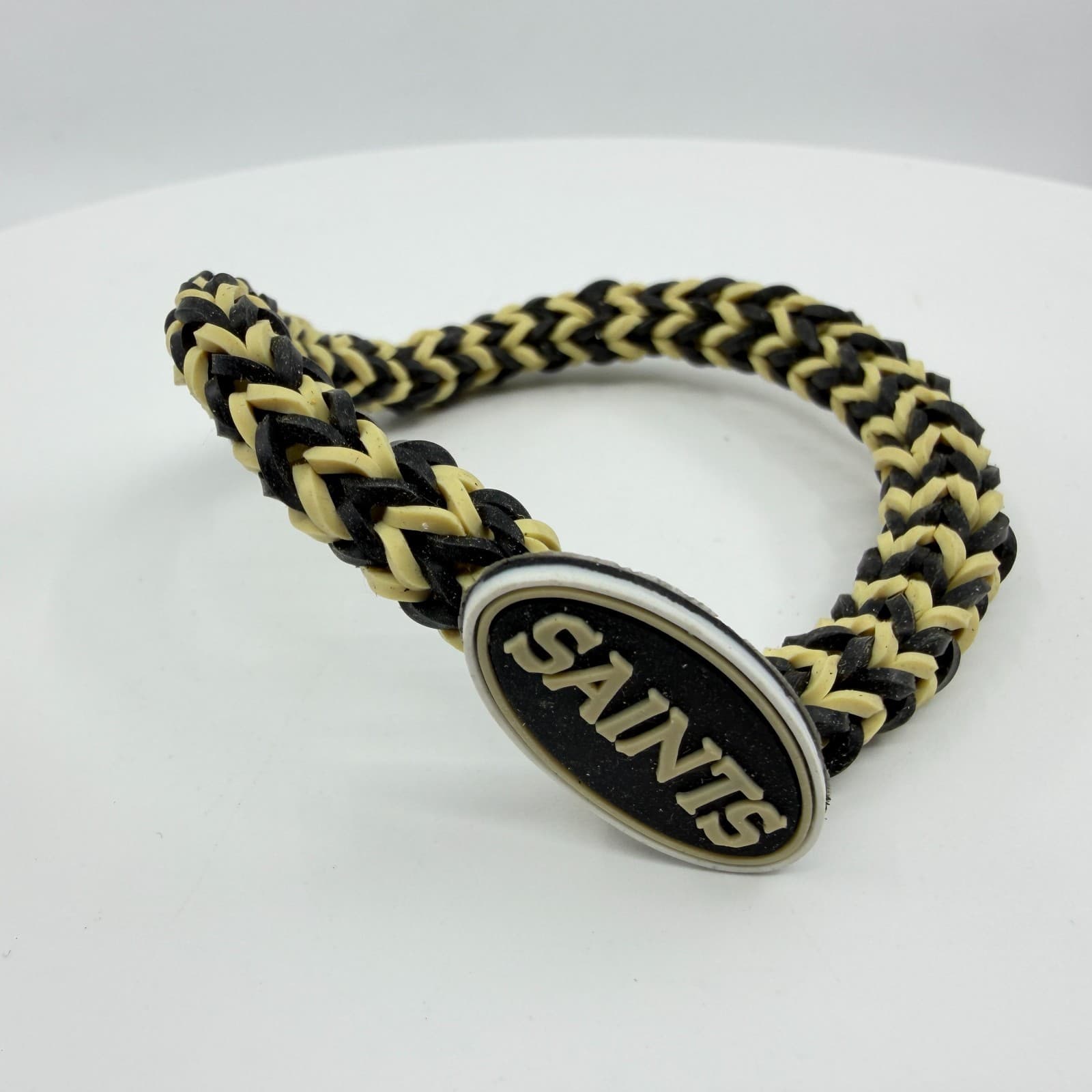 Y2K Orleans Saints Fan Jewelry Lot Hoop Earrings Braided Bracelet Tag Necklace - Thumbnail 5