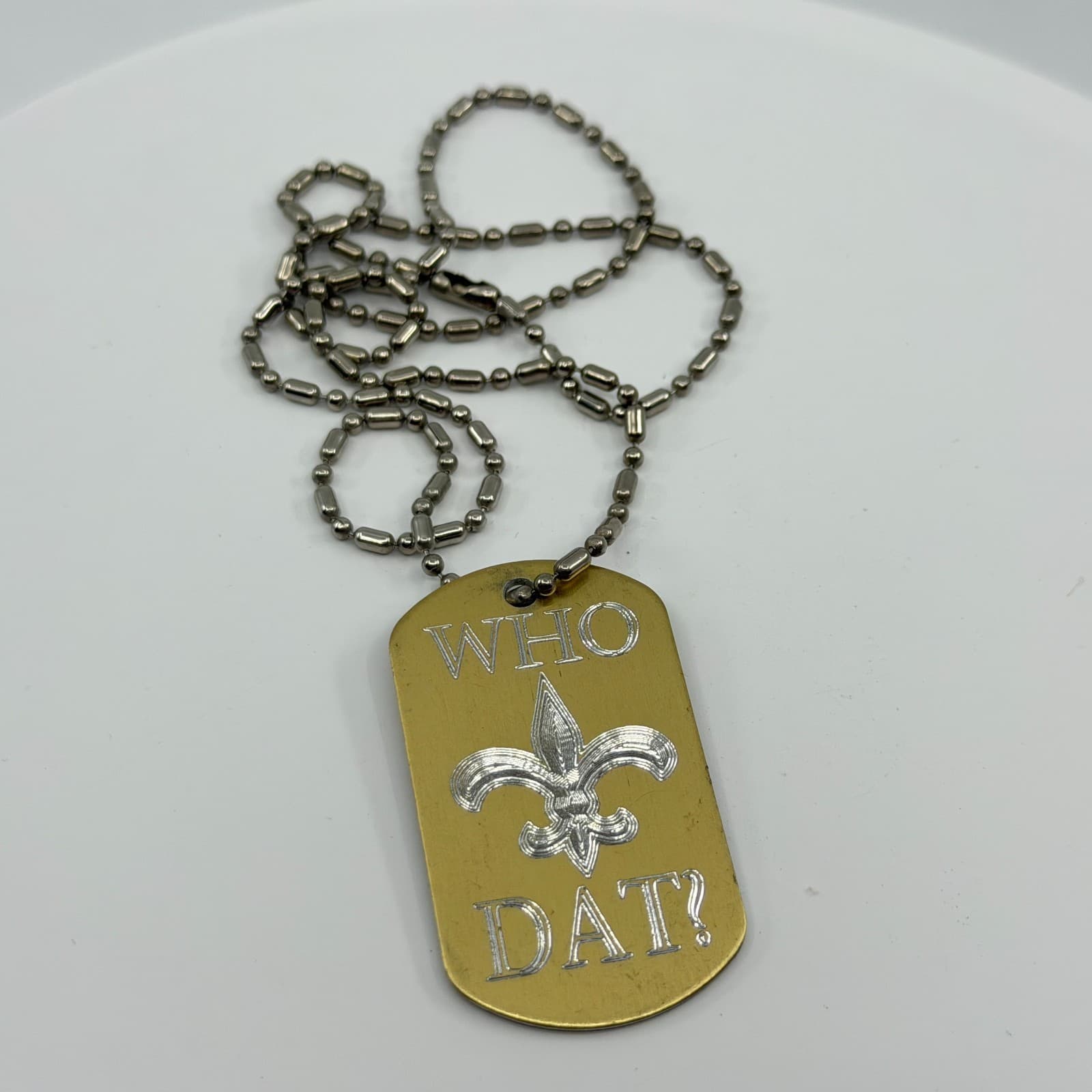 Y2K Orleans Saints Fan Jewelry Lot Hoop Earrings Braided Bracelet Tag Necklace - Thumbnail 8