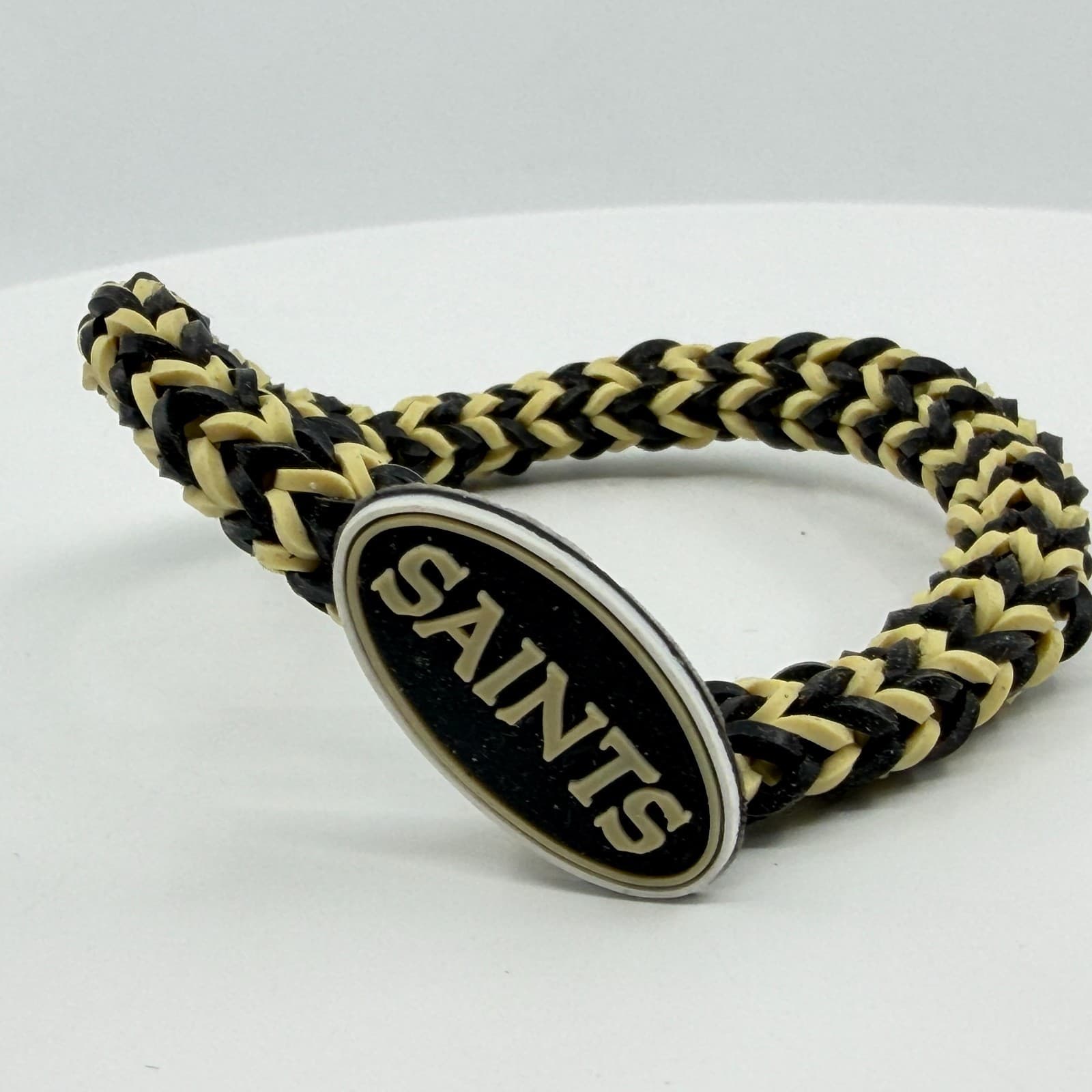 Y2K Orleans Saints Fan Jewelry Lot Hoop Earrings Braided Bracelet Tag Necklace - Thumbnail 4
