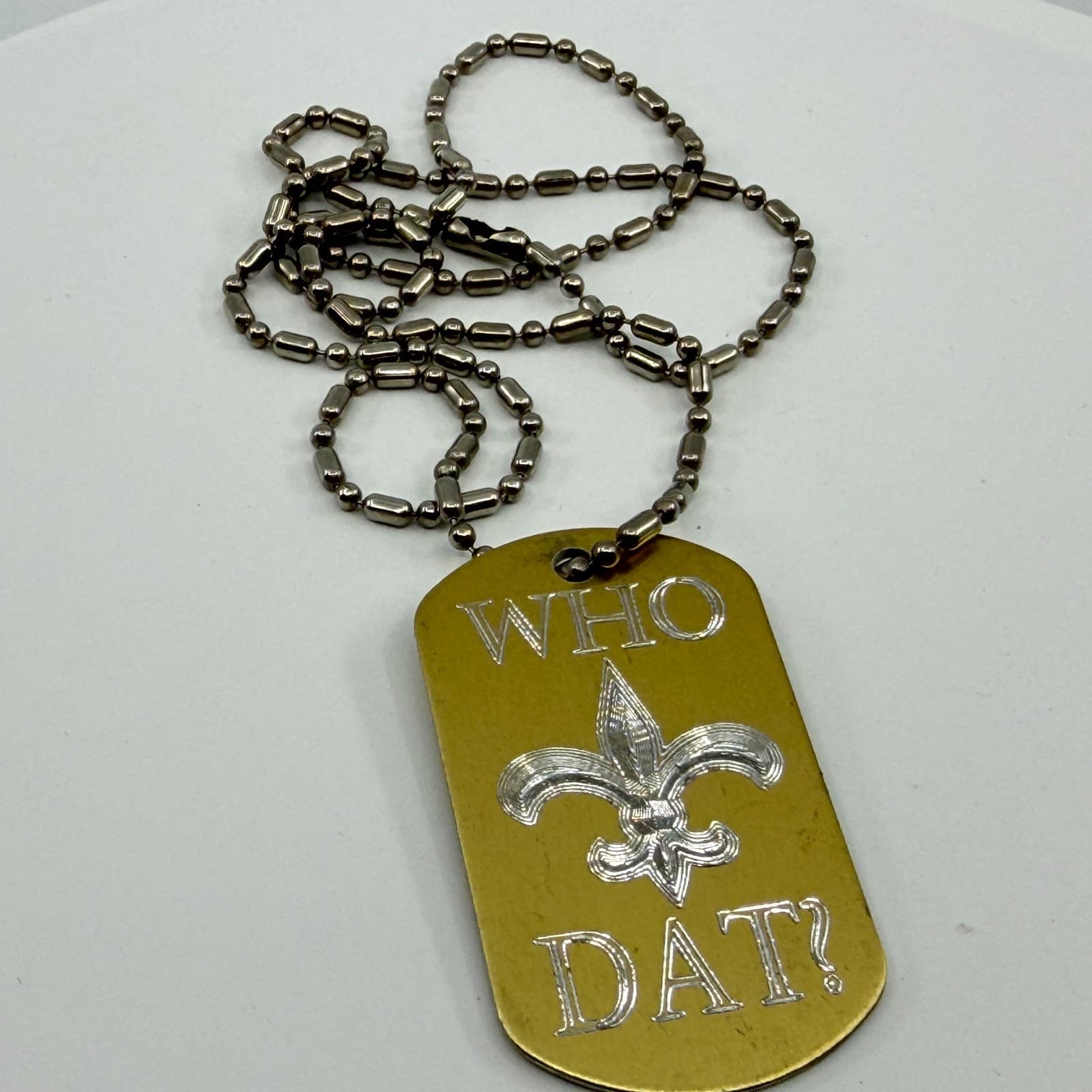 Y2K Orleans Saints Fan Jewelry Lot Hoop Earrings Braided Bracelet Tag Necklace - Thumbnail 2