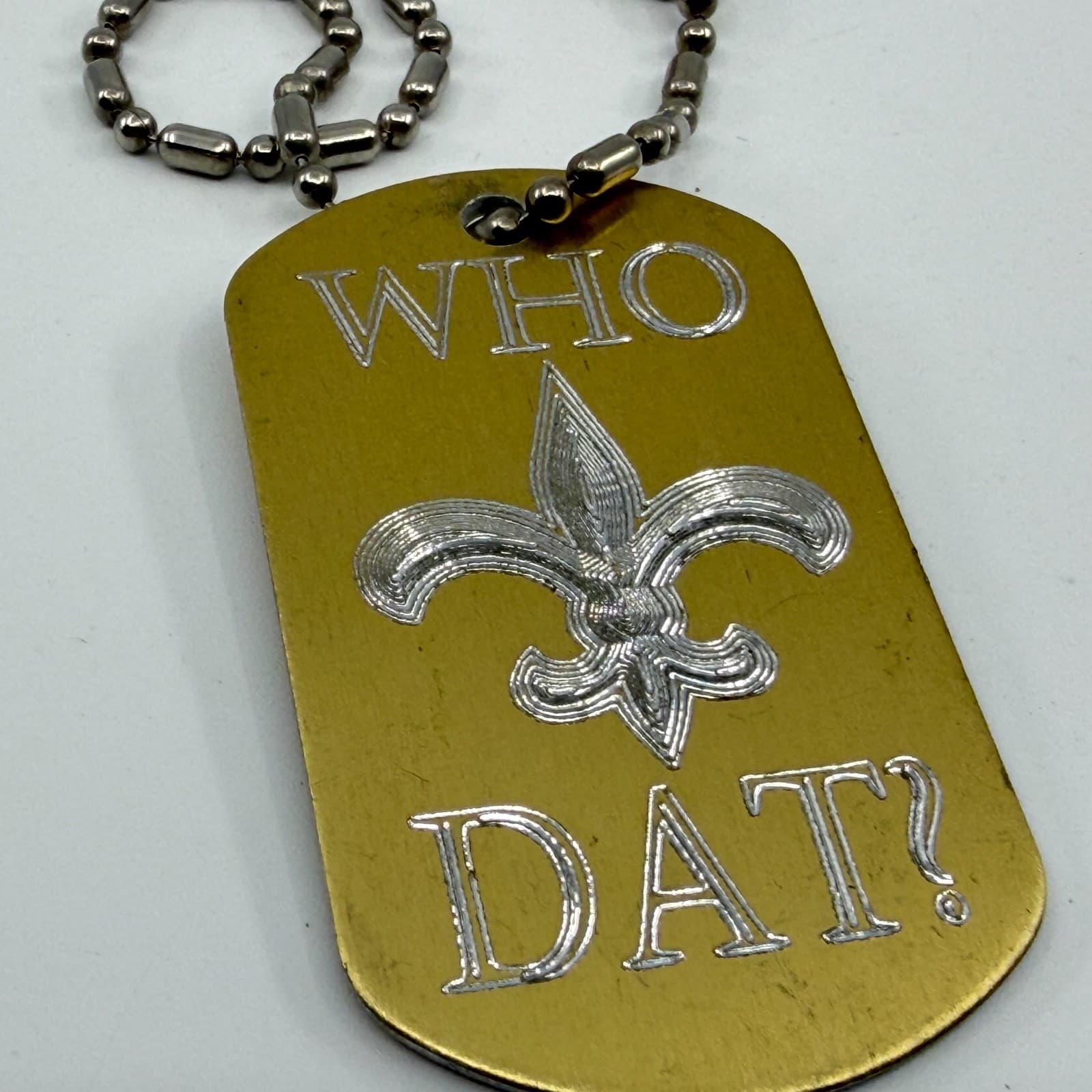 Y2K Orleans Saints Fan Jewelry Lot Hoop Earrings Braided Bracelet Tag Necklace - Thumbnail 9
