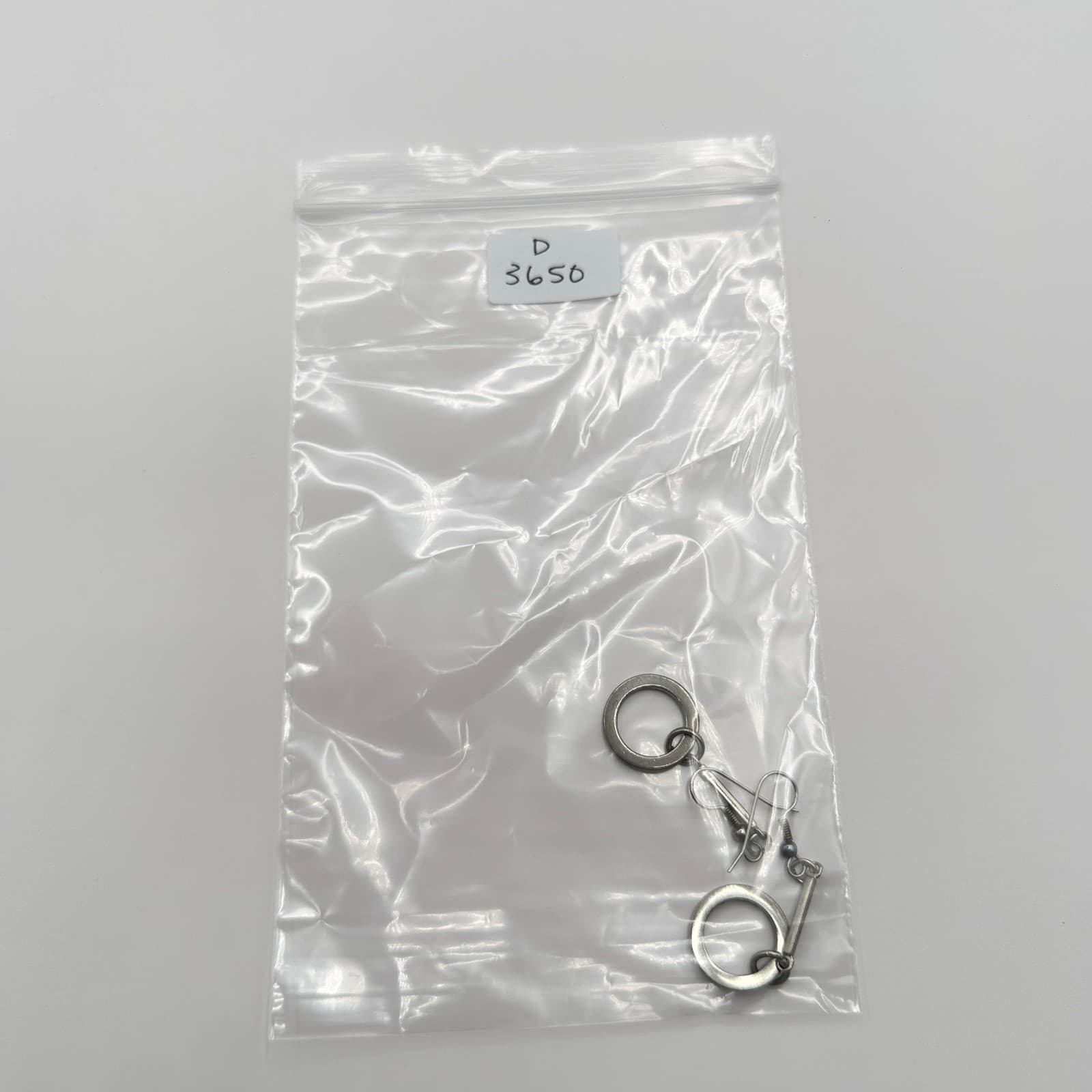 Vintage 90s Silver Tone Geometric Hoop Dangle Earrings Minimalist Modern Fashion - Thumbnail 8