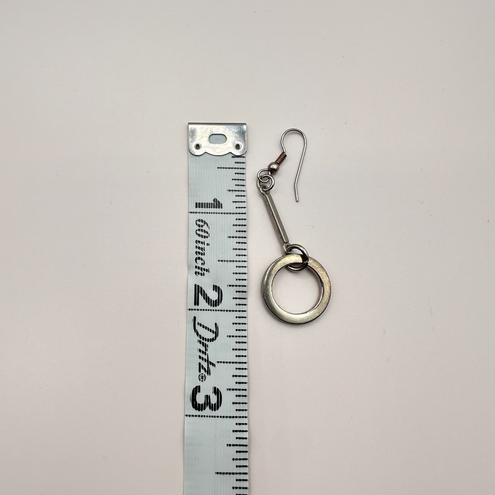 Vintage 90s Silver Tone Geometric Hoop Dangle Earrings Minimalist Modern Fashion - Thumbnail 7