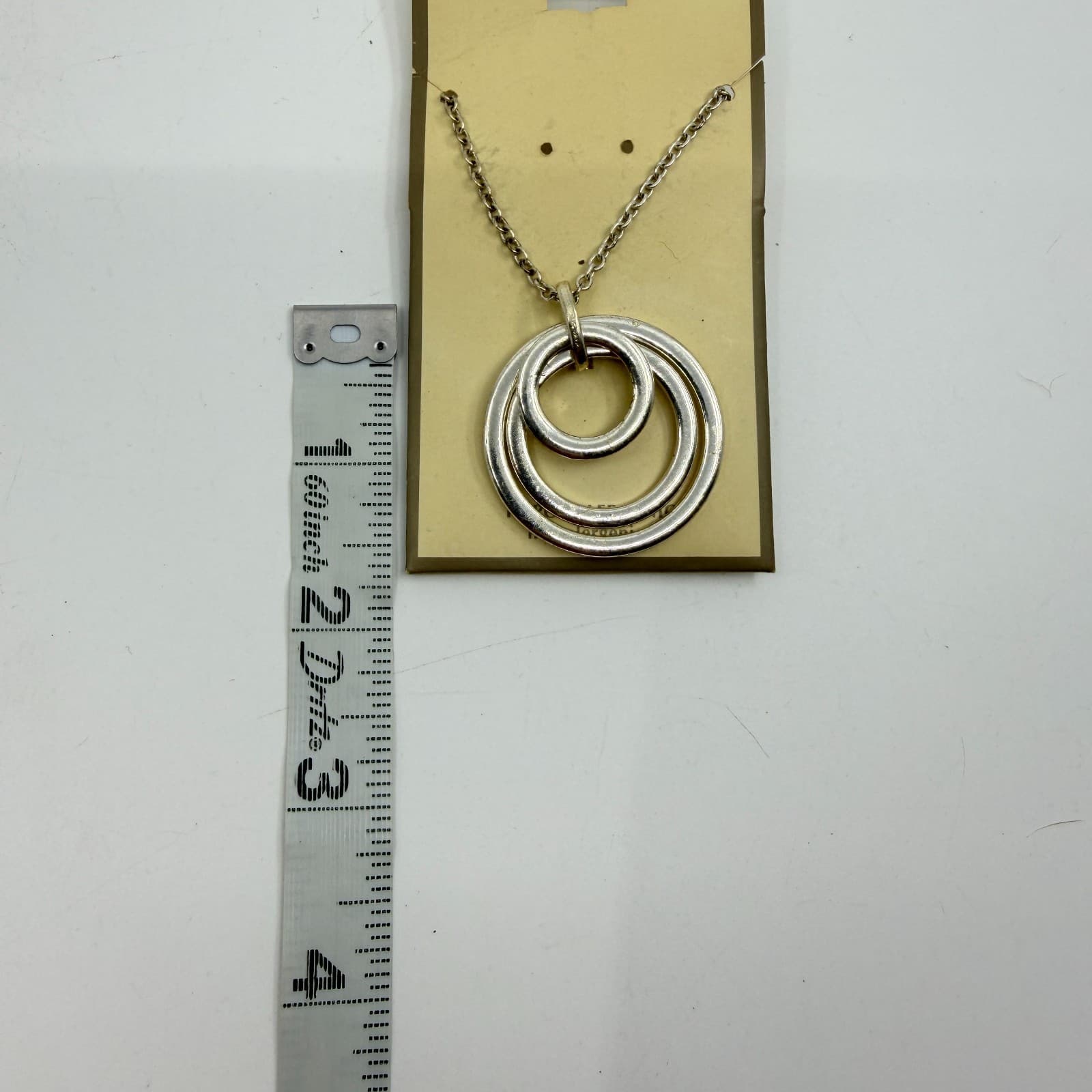 Chunky Silver Tone Interlocking Eternity Circle Pendant Necklace StatementGift - Thumbnail 6