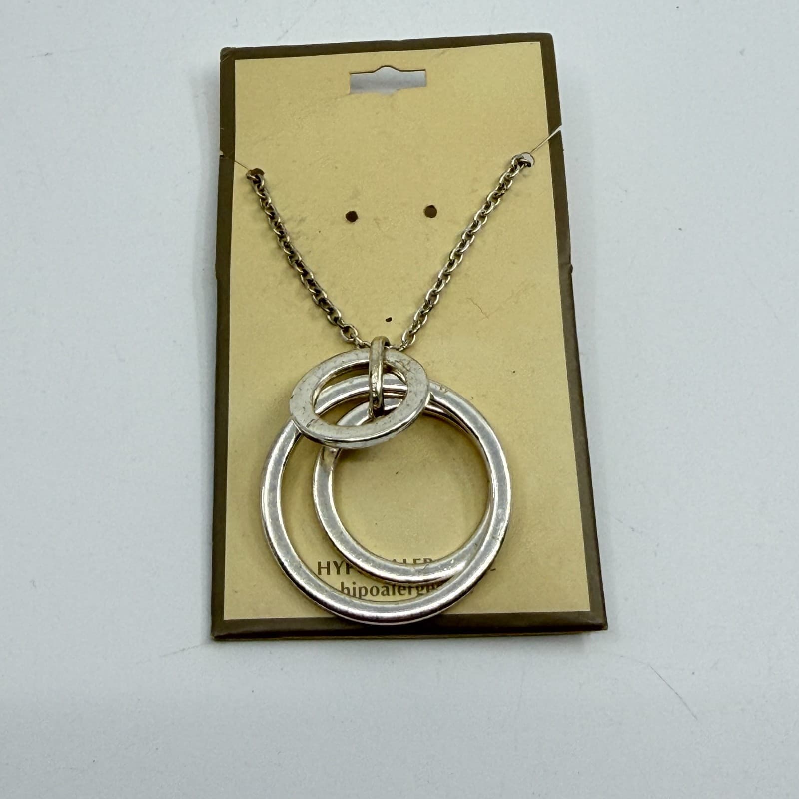 Chunky Silver Tone Interlocking Eternity Circle Pendant Necklace StatementGift - Thumbnail 4