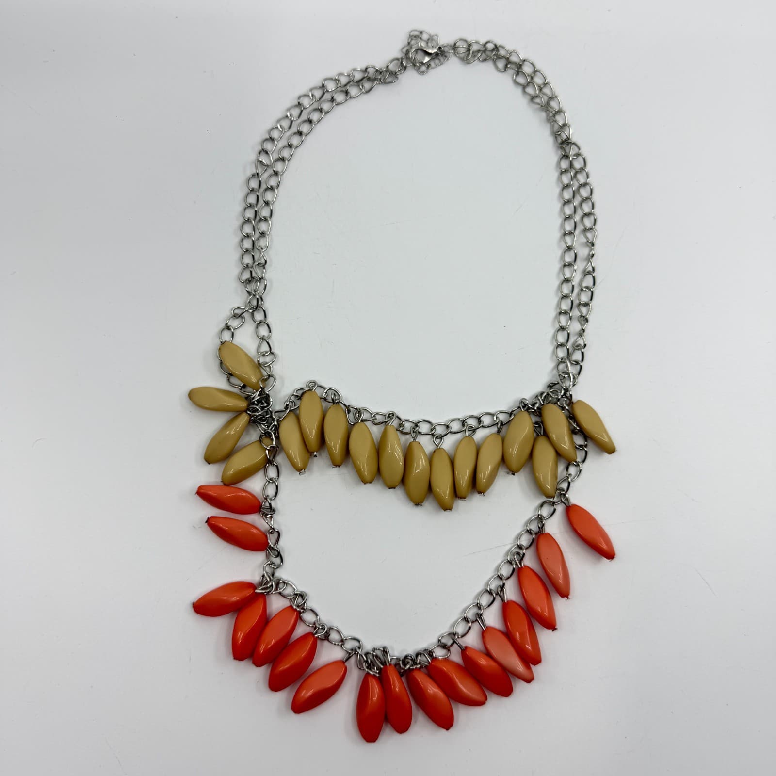 Boho Layered Statement Necklace Dangle Earrings Set Chunky Coral Beige Gift - Thumbnail 11